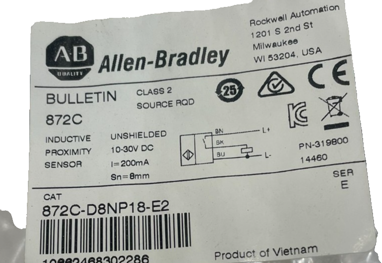 ALLEN BRADLEY 872C-D8NP18-E2 PROXIMITY SENSOR SER. E 872CD8NP18E2 NEW ...