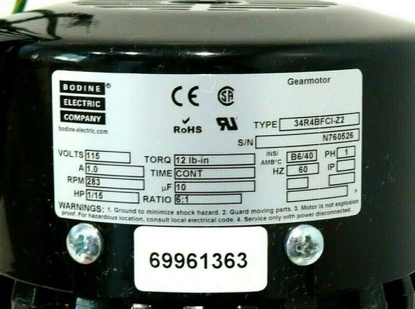 NEW BODINE ELECTRIC 34R4BFCI-Z2 GEAR MOTOR 34R4BFCIZ2 - Image 4