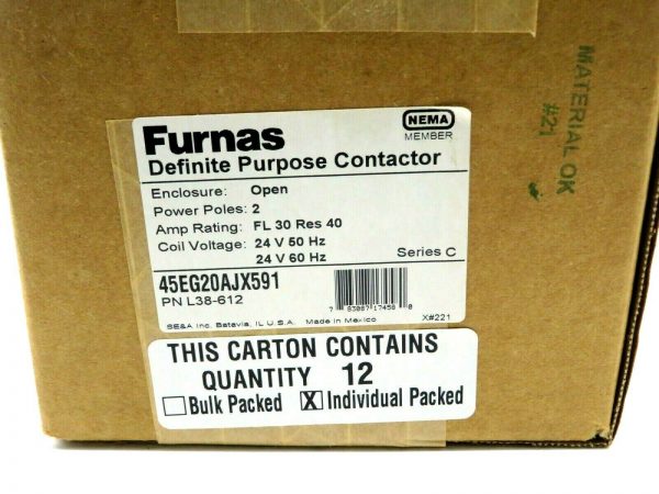 NEW CASE OF 12 FURNAS ELECTRIC CO 45EG20AJX591 DEFINITE PURPOSE CONTACTOR - Image 3