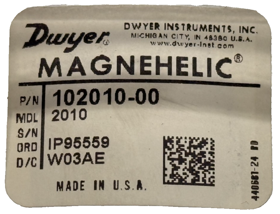 NEW DWYER MODEL 2010 MAGNEHELIC WATER PRESSURE GAUGE 102010-00 10201000 - Image 8