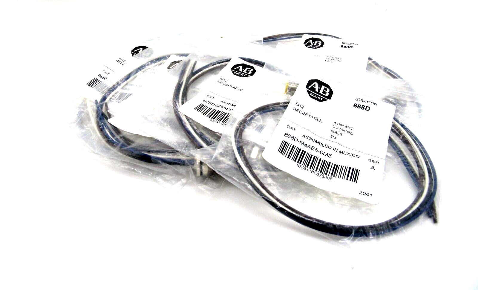 NEW LOT OF 8 ALLEN BRADLEY 888D-M4AE5-0M5 DC MICRO RECEPTACLE SER A 888DM4AE50M5