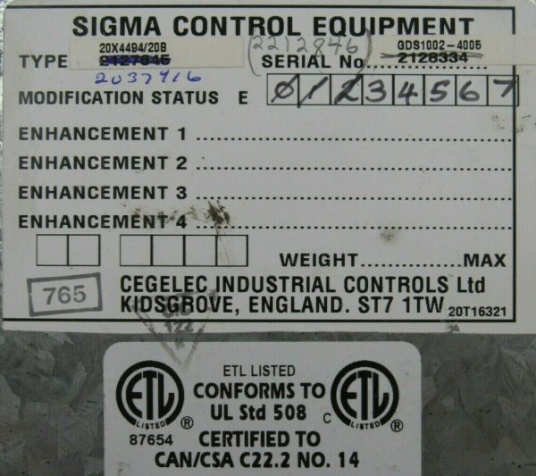 REFURBISHED SIGMA CONTROL GDS1002-4005 DC DRIVE 101008365 20X4494/20B - Image 8