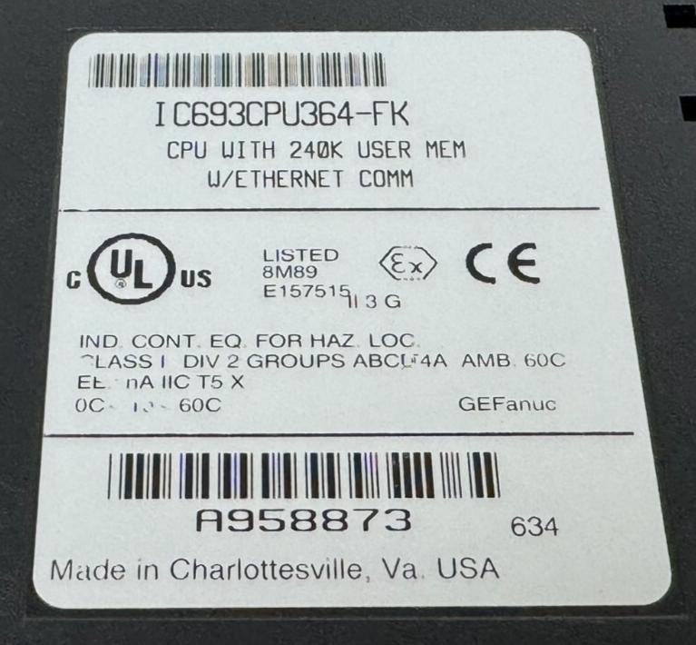 USED GE FANUC IC693CPU364-FK CPU MODULE 90-30 IC693CPU364 - Image 5