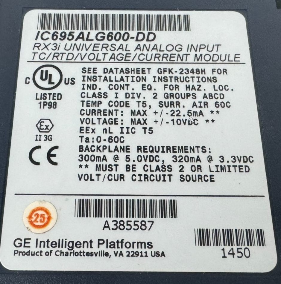 GE FANUC IC695ALG600-DD ANALOG INPUT TC/RTD/V/C IC695ALG600 REFURBISHED - Image 5