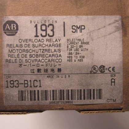 NEW ALLEN BRADLEY 193-B1C1 OVERLOAD RELAY 193B1C1