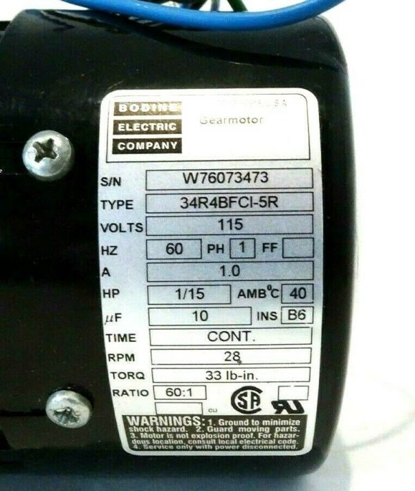 NEW BODINE ELECTRIC 34R4BFCI-5R GEAR MOTOR 34R4BFCI5R - Image 4