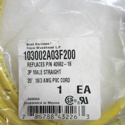 NEW BRAD HARRISON 103002A03F200 CORDSET