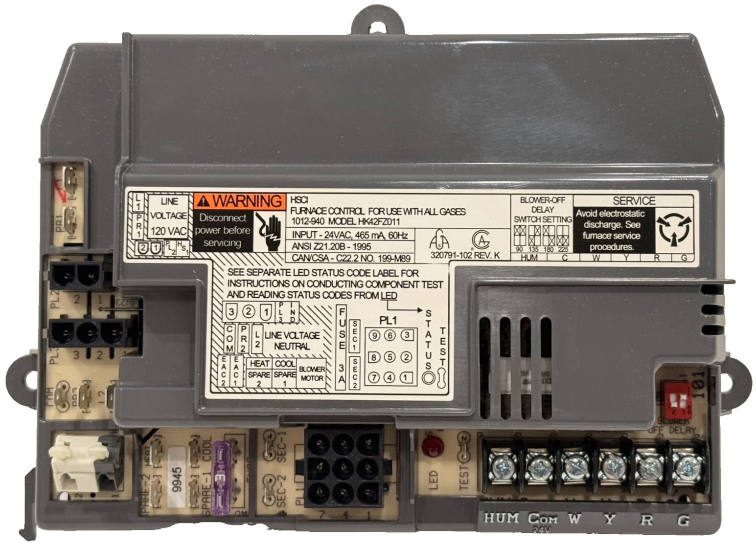 NEW CARRIER BRYANT HK42FZ011 FURNACE CONTROL BOARD 320791-102 REV. K 1012-940 - Image 5
