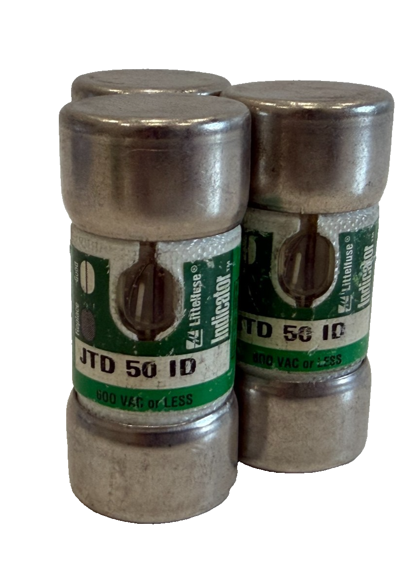 NEW LOT OF 3 LITTELFUSE JTD 50 ID FUSES 600VAC