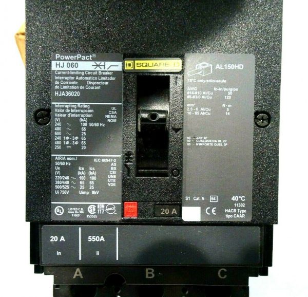 NEW SQUARE D HJA36020 CIRCUIT BREAKER 20A 3 POLE - Image 4