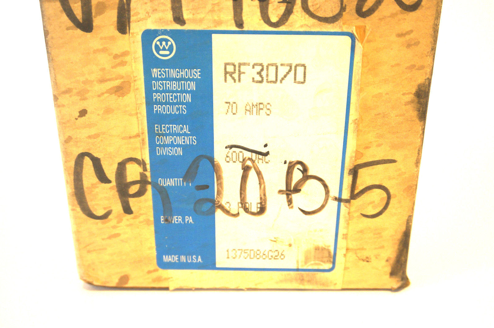 NEW WESTINGHOUSE RF3070 3POLE CIRCUIT BREAKER 600VAC - Image 3