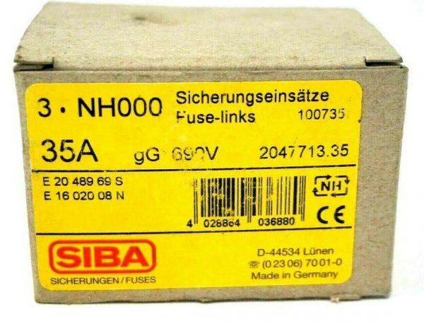 3 NEW SIBA NH-000-GL/GG FUSES 35A 690V NH-000 NH000GLGG - Image 4