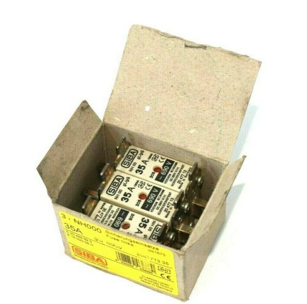 3 NEW SIBA NH-000-GL/GG FUSES 35A 690V NH-000 NH000GLGG