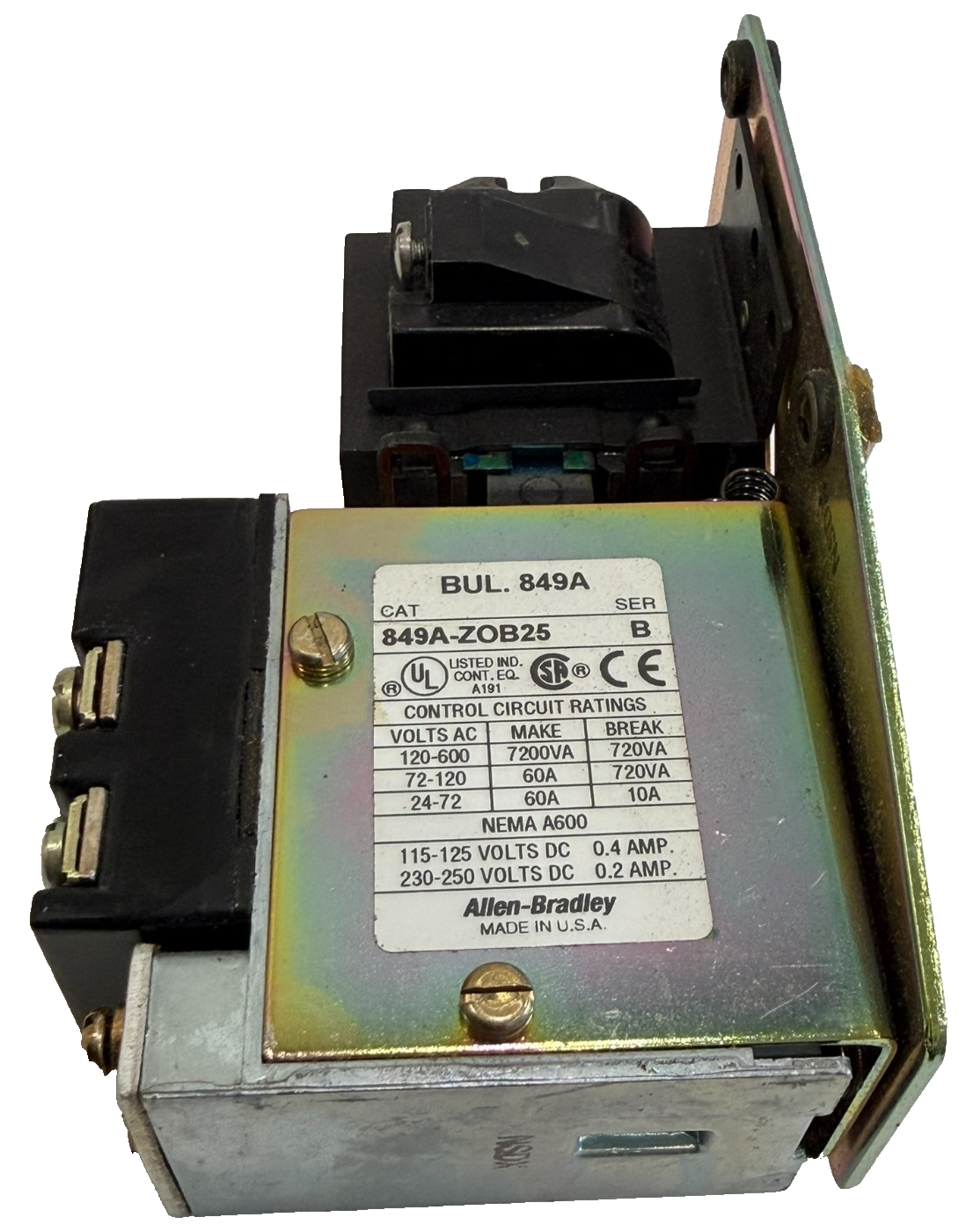 ALLEN BRADLEY 849A-ZOB25 PNEUMATIC TIMING RELAY SER. B 849AZOB25 NEW, SURPLUS - Image 3