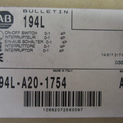 NEW ALLEN BRADLEY 194L-A20-1754 ON-OFF SWITCH 194LA201754