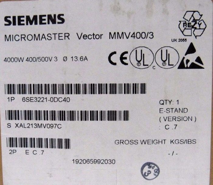 NEW SIEMENS 6SE3221-0DC40 MICROMASTER DRIVE 6SE32210DC40 5HP 400/500V - Image 5