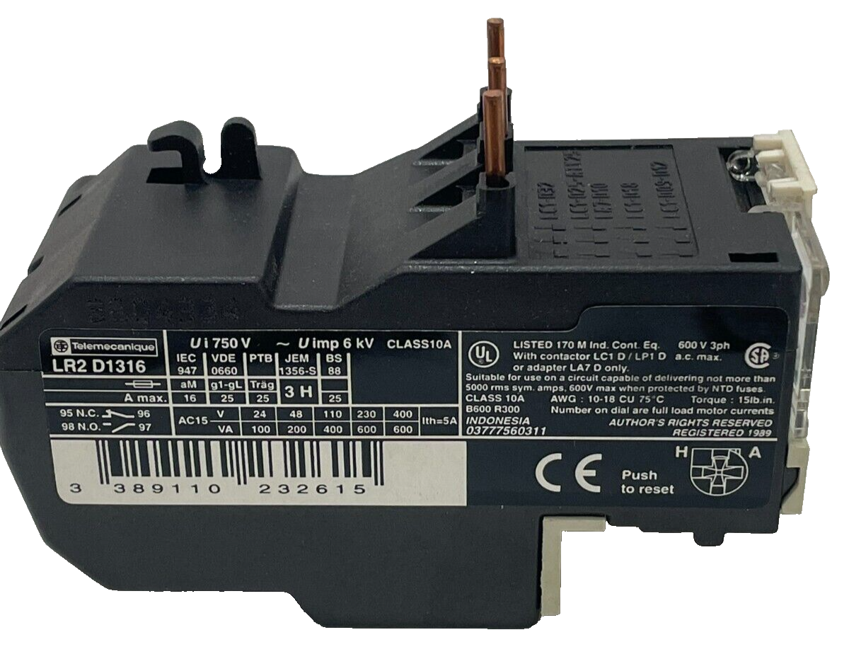 NEW TELEMECANIQUE LR2 D1316 THERMAL OVERLOAD RELAY - Image 3