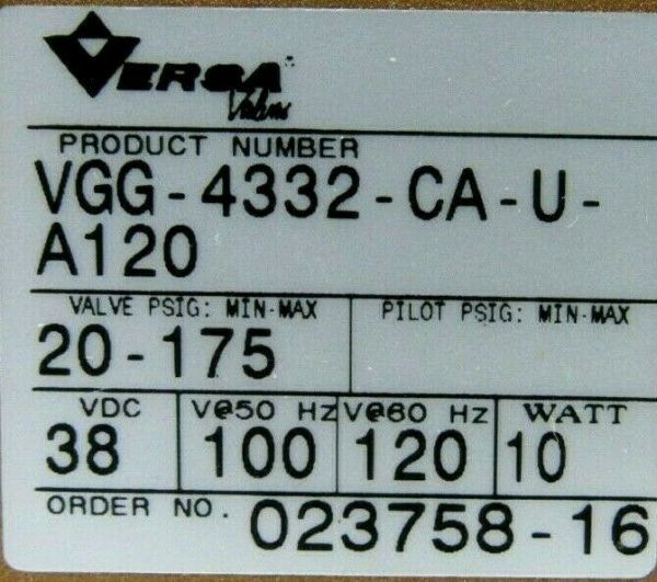 NEW VERSA VALVES VSG-4332-CA-XX-A120 SOLENOID VALVE VSG4332CAXXA120 - Image 4