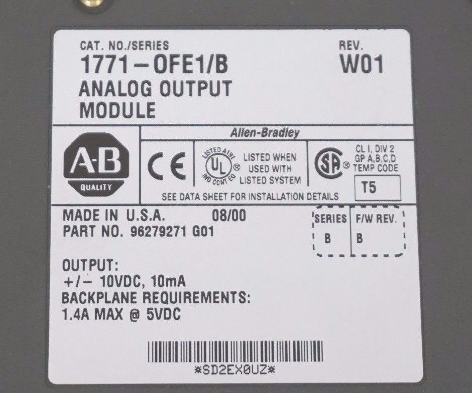 USED ALLEN BRADLEY 1771-OFE1 ANALOG MODULE SER. B, REV. W01, 1771OFE1 - Image 4