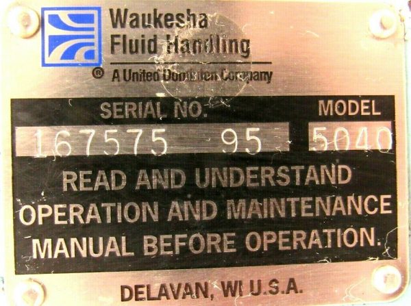 USED WAUKESHA CHERRY-BURRELL 5040 POSITIVE DISPLACEMENT PUMP - Image 5