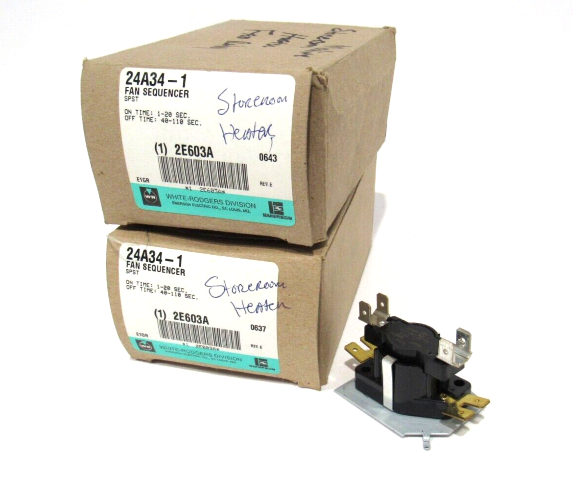 LOT OF 2 NEW WHITE RODGERS 24A34-1 FAN SEQUENCER 24A341