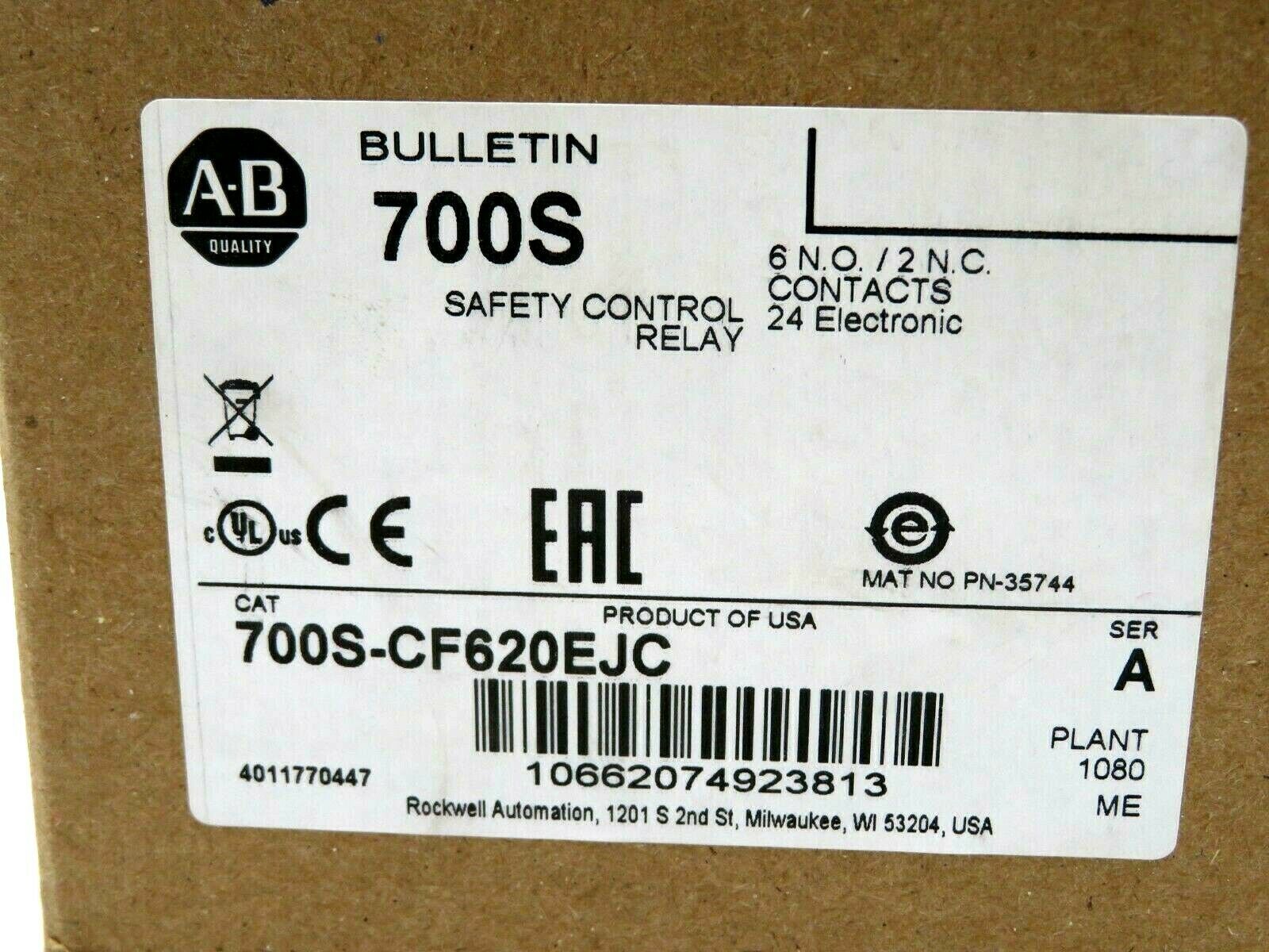 NEW ALLEN BRADLEY 700S-CF620EJC SAFETY CONTROL RELAY SERIES A 700SCF620EJC - Image 5