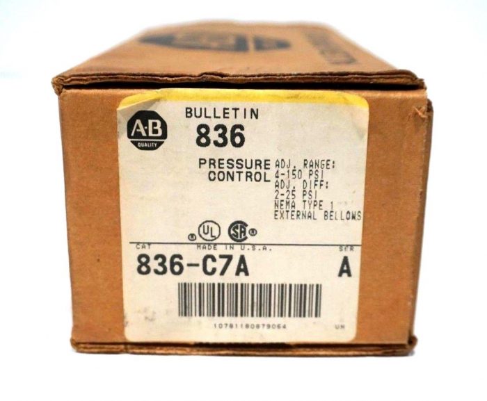 NEW ALLEN BRADLEY 836-C7A PRESSURE SWITCH SER.A 836C7A - Image 3
