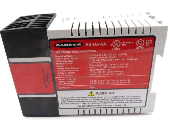 NEW BANNER ENGINEERING ES-UA-5A SAFETY RELAY MODULE ESUA5A - Image 3