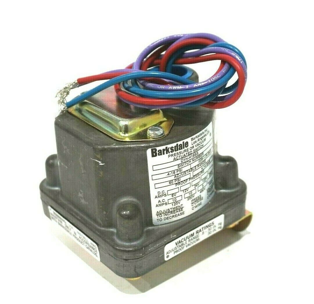 NEW BARKSDALE D1HH18SS PRESSURE SWITCH D1HH18SS SB Industrial Supply