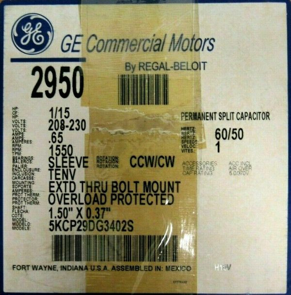 NEW GE 5KCP29DG-3402-S MOTOR 1/15HP 208-230V 1550 RPM DIA 1.50"x.37" 2950 - Image 5