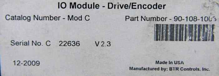 USED BTR CONTROLS 90-108-1003 ACTIVATOR I/O MODULE 901081003 MOD C DRIVE - Image 4