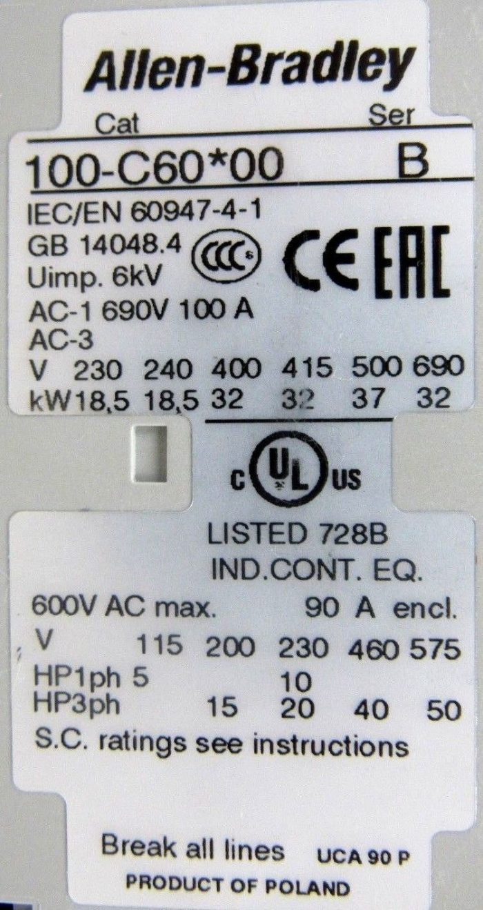 NEW ALLEN BRADLEY 100-C60D00 CONTACTOR 100C60D00 SERIES B - Image 5