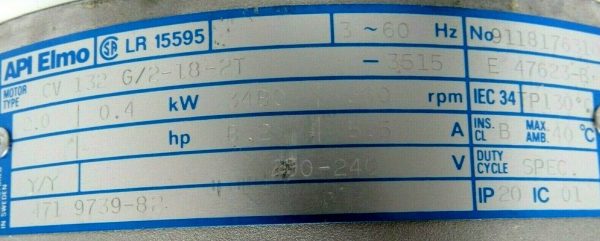 NEW API ELMO CV132G/2-18-2T-3515 WASHER DRIVE MOTOR CV132G2182T3515 - Image 4