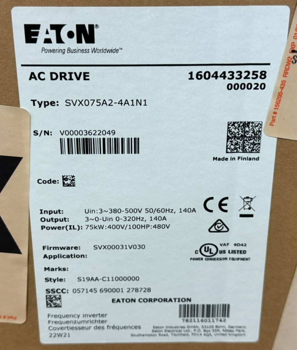 NEW EATON SVX075A2-4A1N1 SVX9000 AC DRIVE 380-500VAC 50/60HZ - Image 4