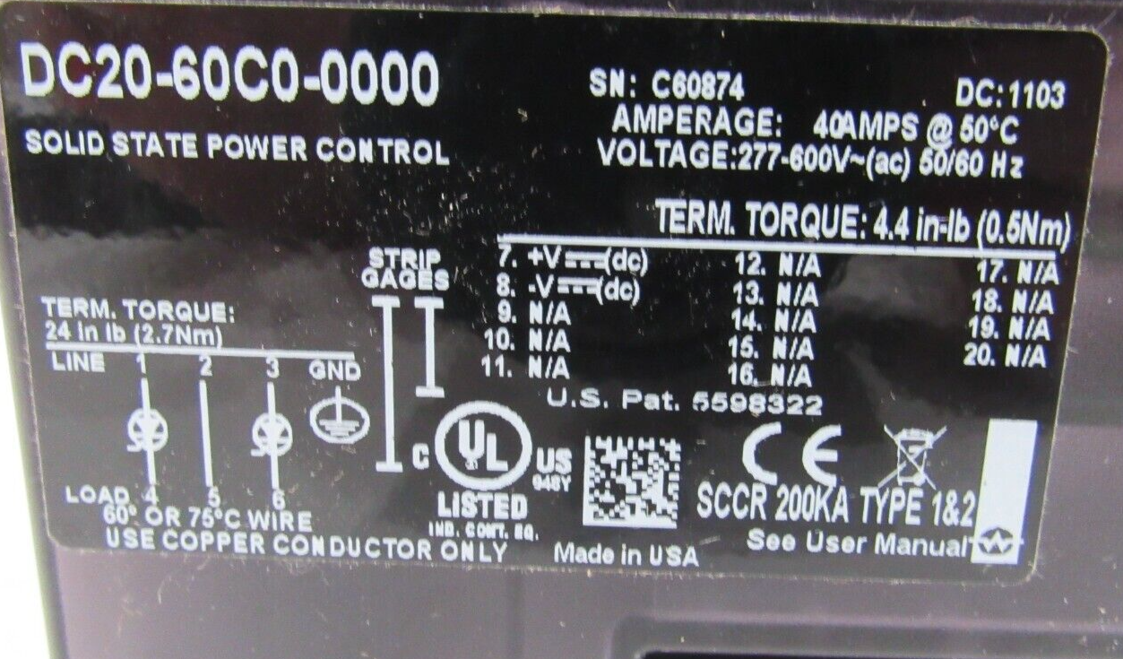 NEW WATLOW DC20-60C0-0000 POWER CONTROL DC2060C00000 - Image 6