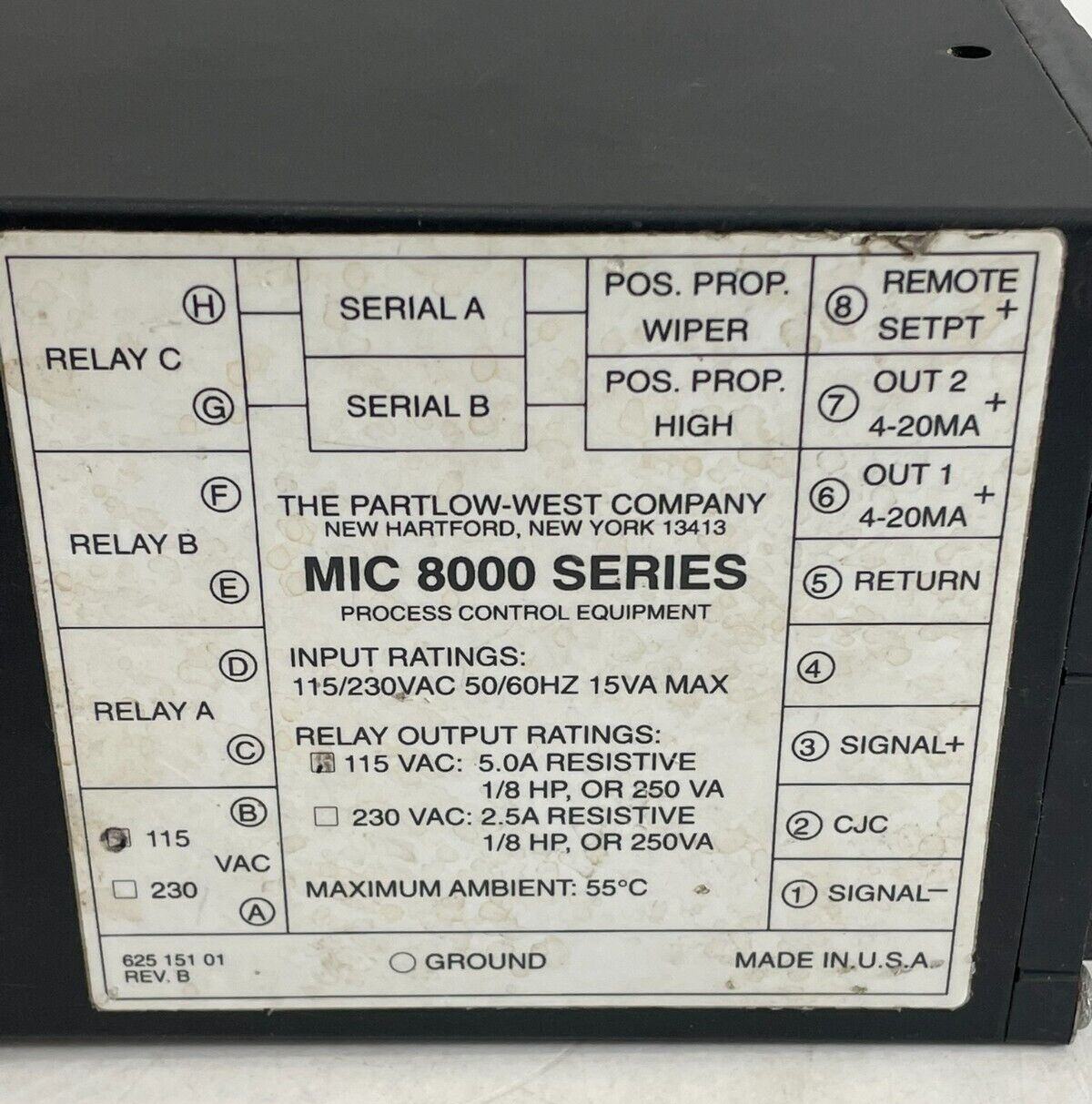 USED PARTLOW MIC 8200 TEMPERATURE CONTROLLER MIC8200 - SB Industrial ...