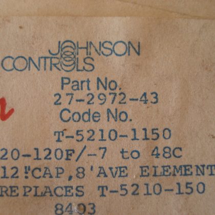 NEW JOHNSON CONTROLS T-5210-1150 TEMPERATURE CONTROL 27-2972-43 T52101150