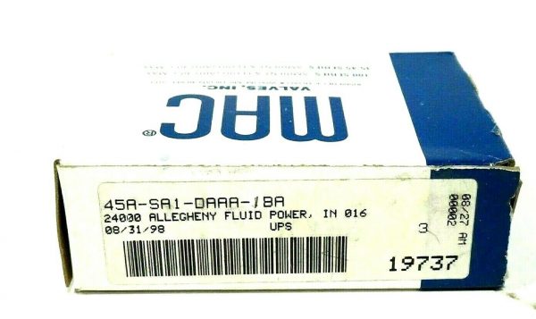 NEW MAC VALVES 45A-SA1-DAAA-1BA SOLENOID VALVE 45ASA1DAAA1BA - Image 3