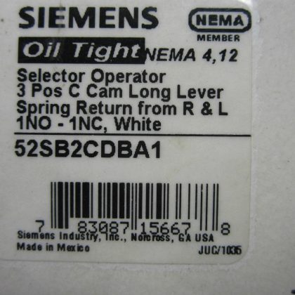 NEW SIEMENS 52SB2CDBA1 SELECTOR SWITCH