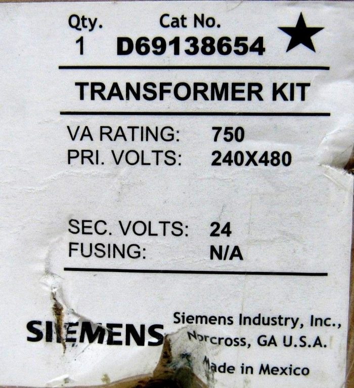 NEW SIEMENS D69138654 INDUSTRIAL CONTROL TRANSFORMER MT0750B 750VA 240/480-24V - Image 6