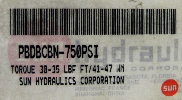 NEW SUN HYDRAULICS PBDB-CBN REDUCING VALVE PBDBCBN 750PSI - Image 7