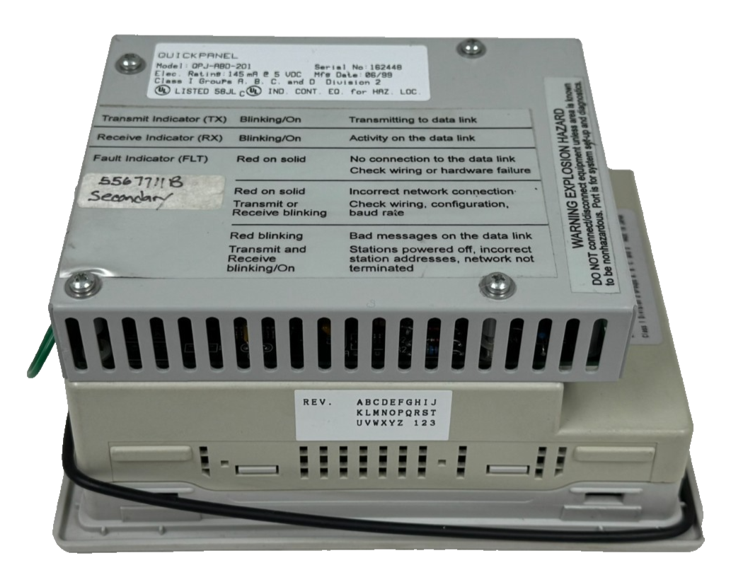 USED TOTAL CONTROL QPJ2D100L2P-A QUICKPANEL JR W/ QPJ-ABD-201 ...