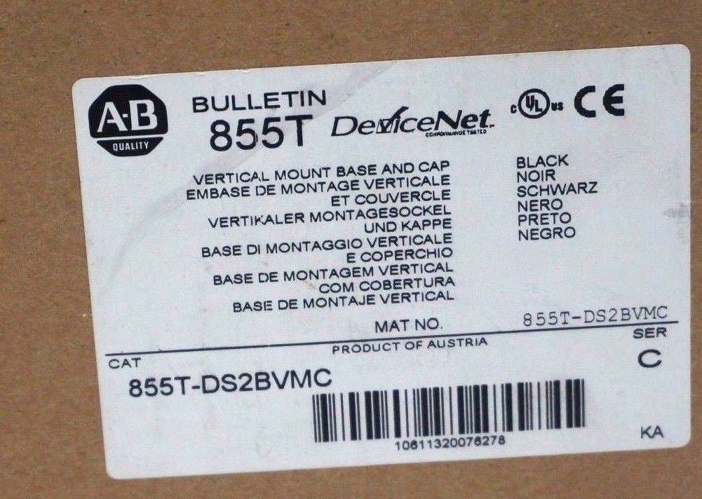 NEW ALLEN BRADLEY 855T-DS2BVMC VERTICAL MOUNT BASE AND CAP SER. C ...