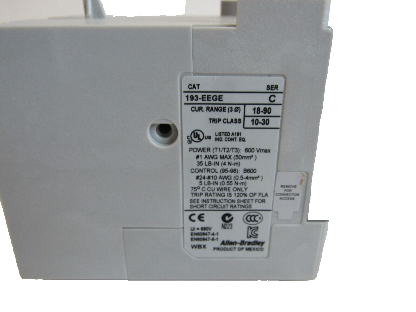 ALLEN BRADLEY 193-EEGE OVERLOAD RELAY SER. C 193EEGE NEW, SURPLUS - Image 4