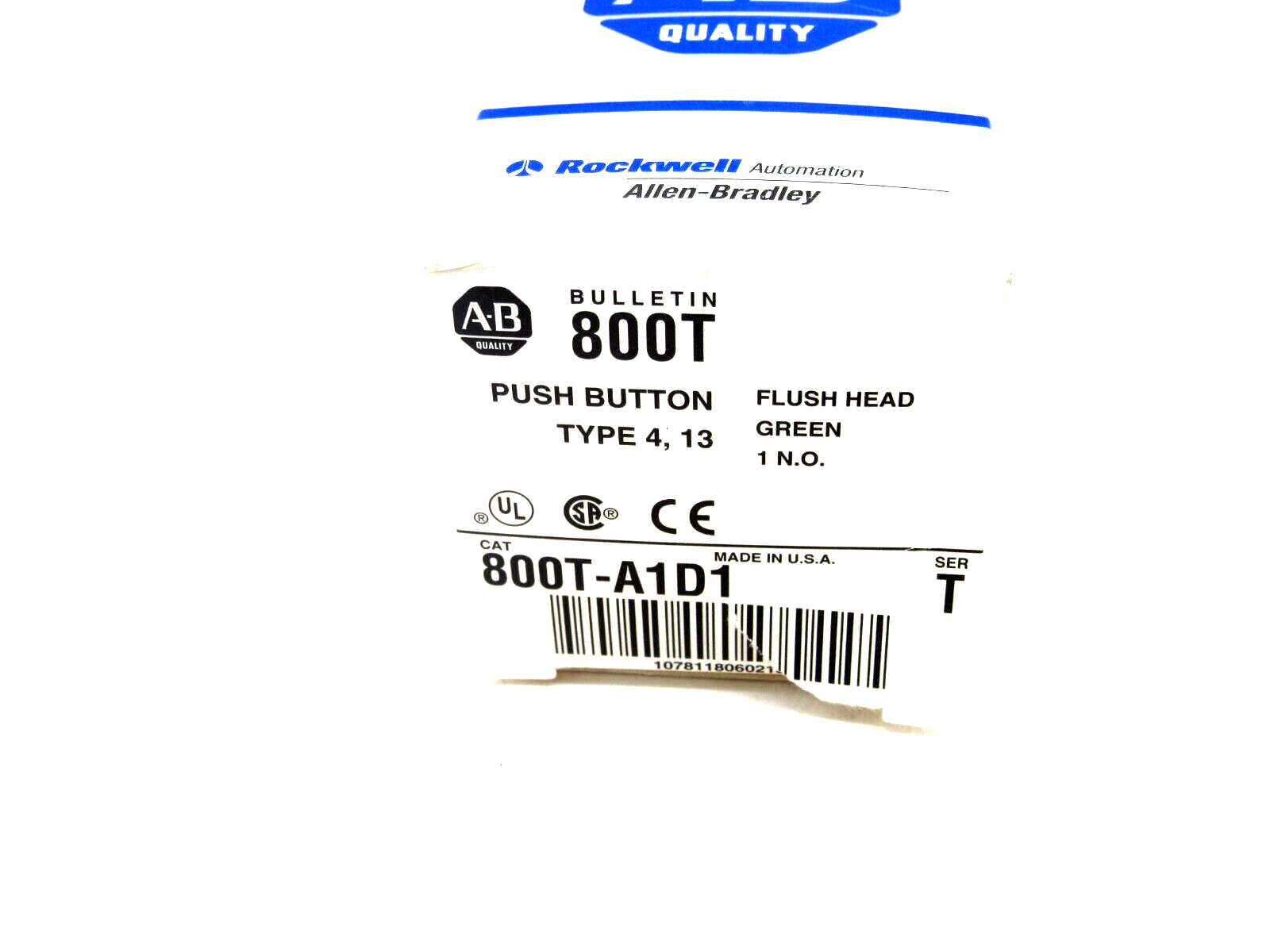 NEW ALLEN BRADLEY 800T-A1D1 PUSH BUTTON CONTACT SERIES T 800TA1D1 - SB ...