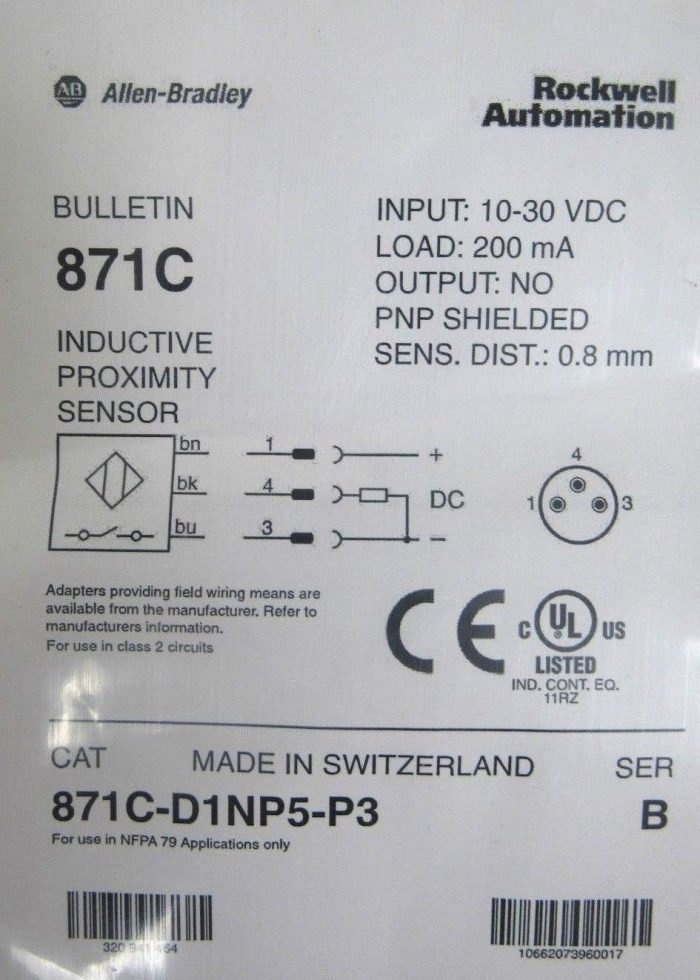 NEW ALLEN BRADLEY 871C-D1NP5-P3 PROXIMITY SENSOR 871CD1NP5P3 SERIES B - Image 4