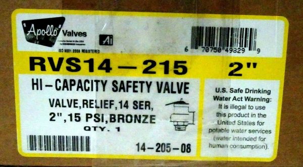 NEW APOLLO VALVES RVS14-215 SAFETY VALVE 2
