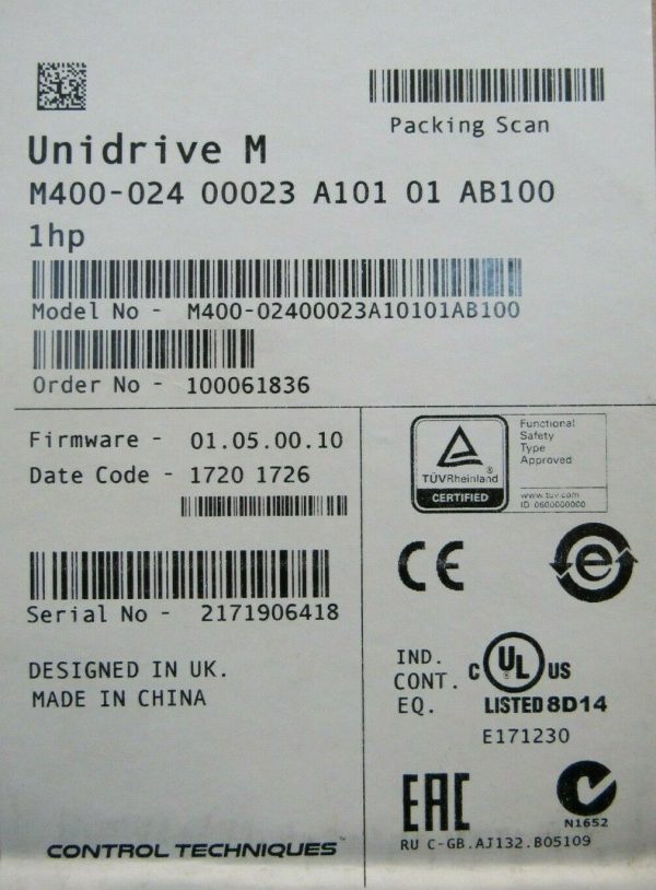 NEW CONTROL TECHNIQUES M400-02400023A10101AB100 UNIDRIVE 1HP 380-480V - Image 6