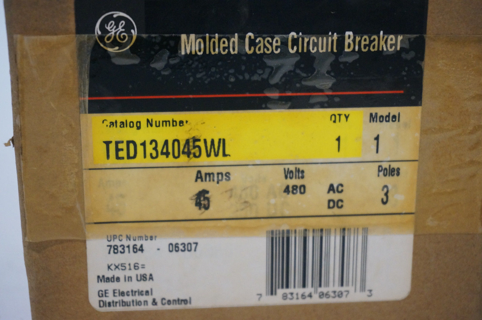 NEW GENERAL ELECTRIC TED134045WL CIRCUIT BREAKER - Image 3
