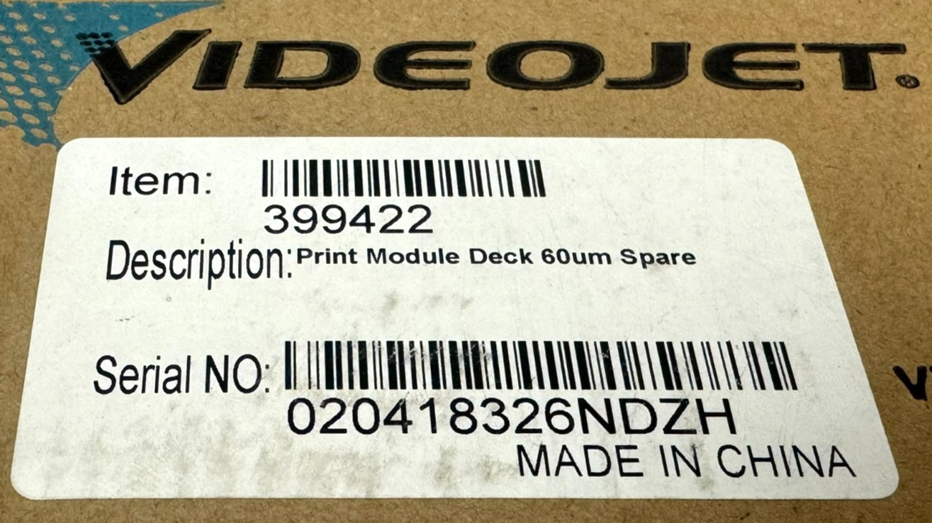 NEW SEALED VIDEOJET 399422 PRINT MODULE DECK 60um - SB Industrial ...